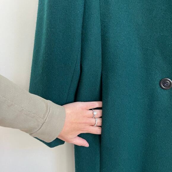 Vintage 90s NEW Adolfo Classics 100% Wool Green Double Breasted Long Coat 10 - Picture 5 of 14